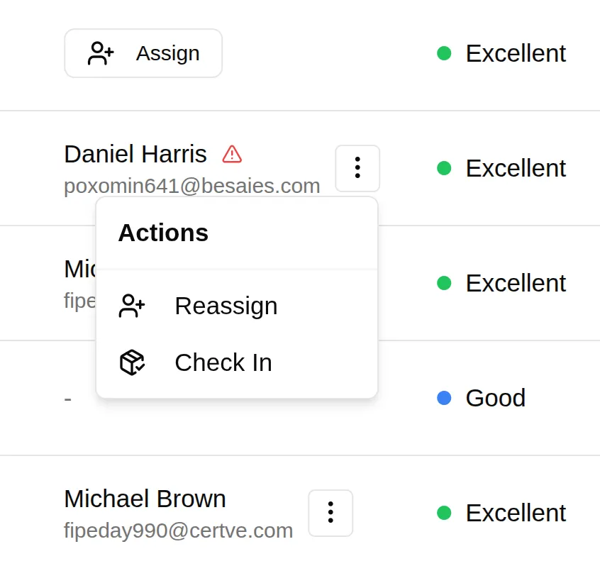 Equipment Assignment Dashboard